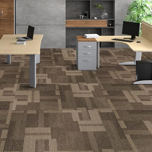 VEVOR Carpet Tiles Reusable, 24 PCS, 24"x 24", Squares Soft Padded Carpet, Carpet Floor Tiles Easy DIY for Bedroom Living Room Indoor Outdoor (Mixed Brown, 96 sqft/Box) by VEVOR - Image 9