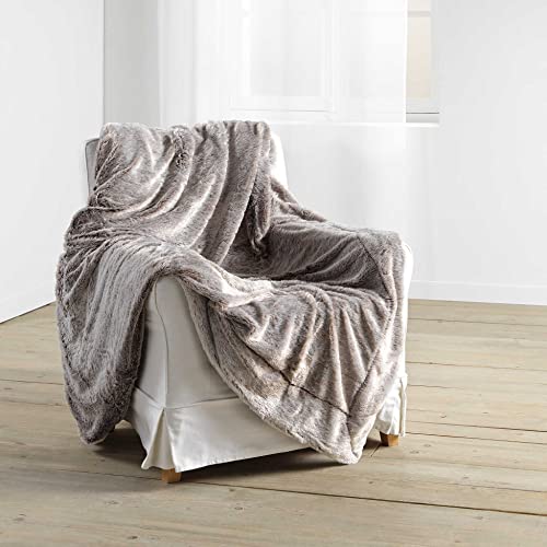 Douceur d'Intérieur Chocolate-Coloured Faux Fur Polyester Blanket, 125 x 150 cm, polyester, chocolate, 125 x 150 cm