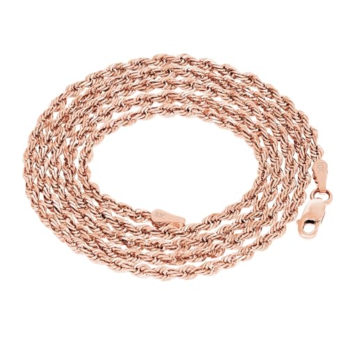 Nuragold 10k Real Rose Gold 2.5mm Rope Chain Diamond Cut Necklace (16"-30") Italian Jewelry for Men & Women 6