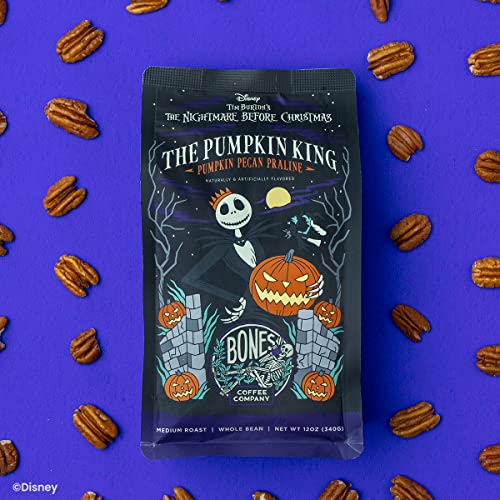 Bones Coffee Company Pumpkin King Flavored Whole Coffee Beans Pumpkin Pecan Praline | 12 Oz Arabica Low Acid Coffee | Gourmet Coffee From Disney Tim Burton's The Nightmare Before Christmas (Whole Bean) #TOP6