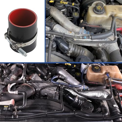 Turbo intercooler piping Boots Clamps Kit Intercooler Hose Compatible with Ford F250 F350 6.0L Powerstroke Diesel — 2003-2007 6.0 powerstroke intercooler pipe kit (Black&Red)