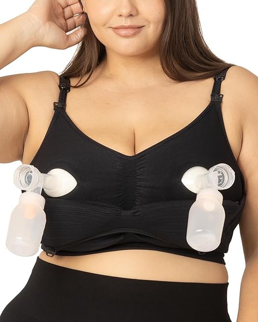 Image of Kindred Bravely Sublime Super Busty Hands Free Pumping Bra | Patented All-in-One Pumping & Nursing Bra with EasyClip for I, J, K Cup (Black, XX-Large Super Busty)