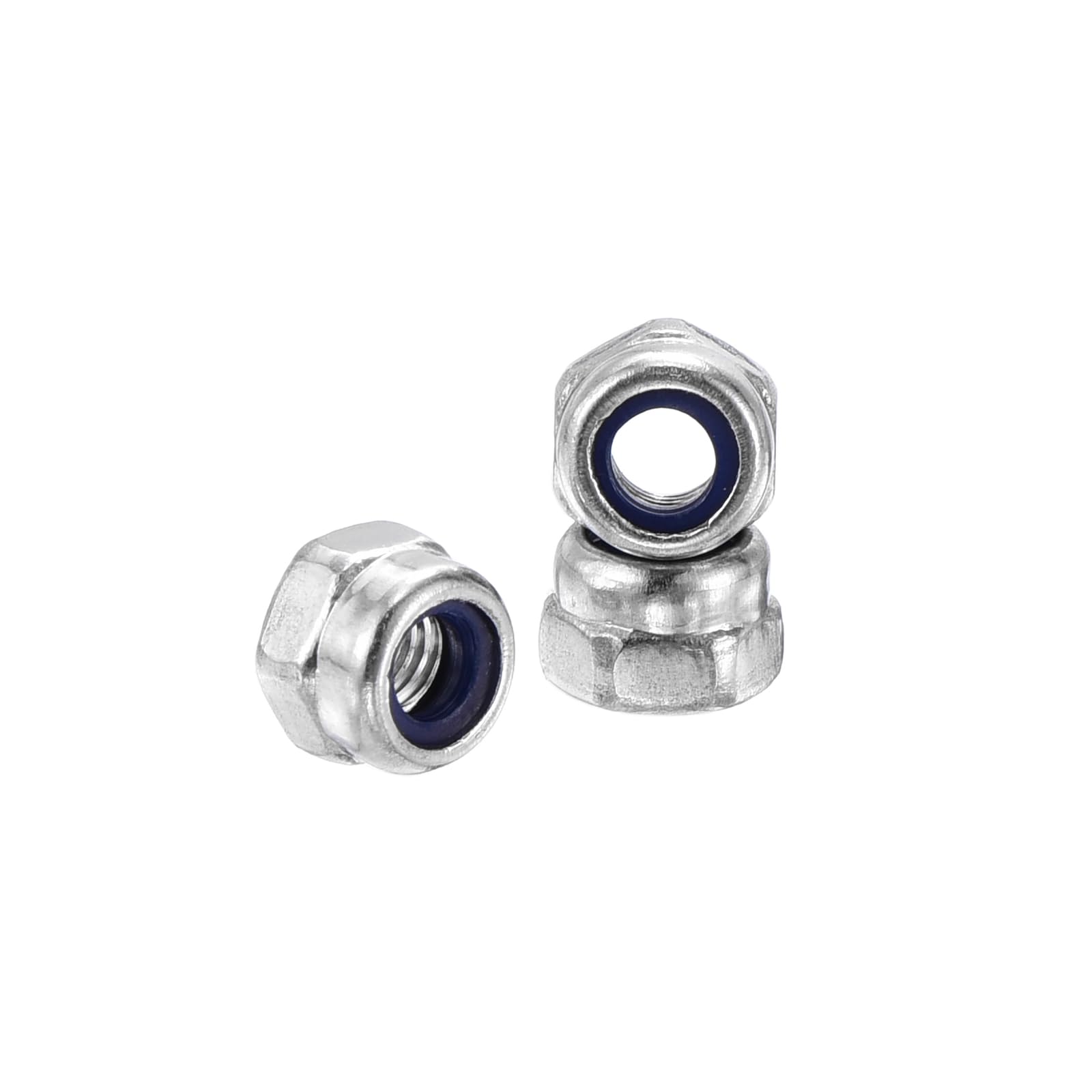 Kozelo 110Pcs M3-0.5 Nylon Locking Hex Nuts 304 StainlessSteel Silver