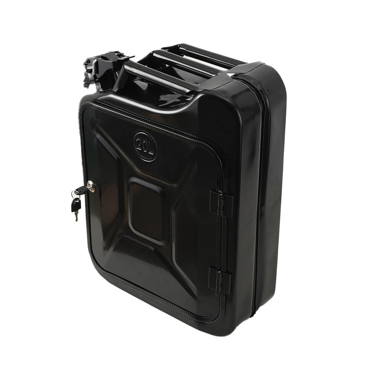Jerrycan Bar à bidon de 20 l, verrouillable, à 4 compartiments, en métal, noir, cadeau d'anniversaire pour homme, minibar verrouillable, 34 x 46 x 16 cm