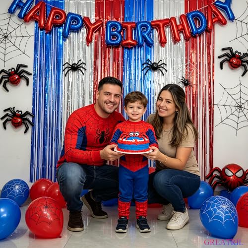 Image of Blue Silver Red Party Streamers - GREATRIL Patriotic Tinsel Foil Fringe Backdrop Decorations for 4th of July Decorations /Independence Day /Memorial Day Party Supplies 3.2ft x 8.2ft 2 PCS
