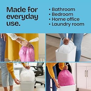 Glad Small Trash Bags, Great for Office, Bathrooms and Bedroom Bins, Beachside Breeze Scented Garbage Bags, Odor Resistant with Drawstring, Febreze Freshness, 4 Gallon Trash Bags, 80 Count — photo 5 of 6