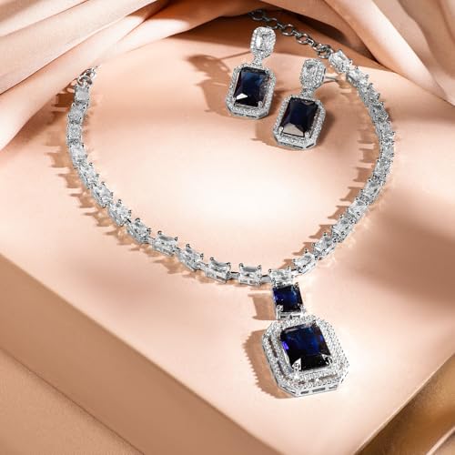 Image of Rubans Necklace Set American Diamond Zirconia Jewellery Gift for Women & Girls