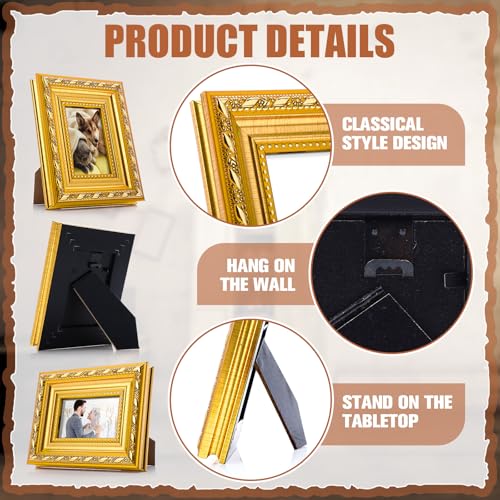 Image of 24 Pcs 2 x 3 Inch Small Gold Picture Frames Bulk Mini Vintage Antique Ornate Retro Baroque Photo Frames with Backboard for Wall Hanging Tabletop Home Decor Wedding Christmas Display