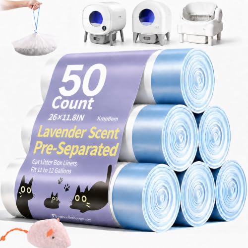 50 Count 26"x11.8" Automatic Cat Litter Box Bags Liners, Lavender Scent