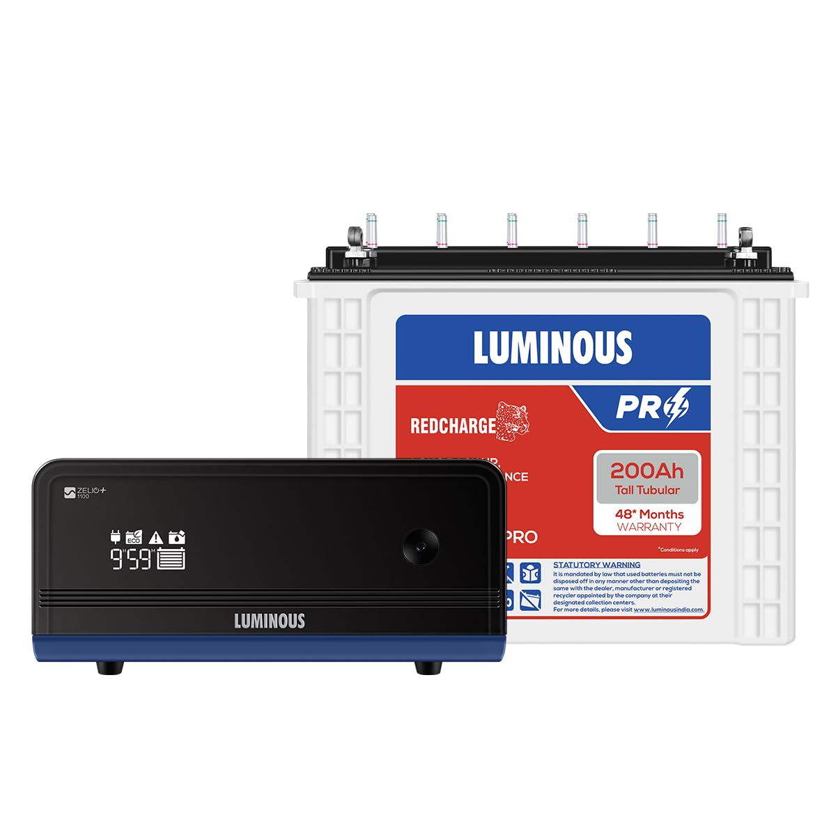 Luminous Inverter & Battery Combo (Zelio1100 Pure Sine Wave 900VA/12V Inverter with Red Charge RC25000 PRO 200Ah Battery) for Home, Office & Shops-image-28