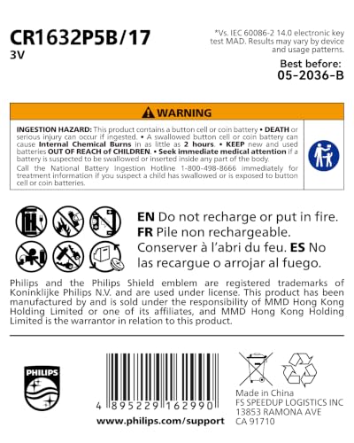 PHILIPS 3V Lithium CR1632 Coin Cell Batteries 10 Count, Long-Lasting Power with 10 Year Storage, Leak-Proof & Child-Safe Packaging for Car Key Fobs, Watches and Household Electronics - image 8
