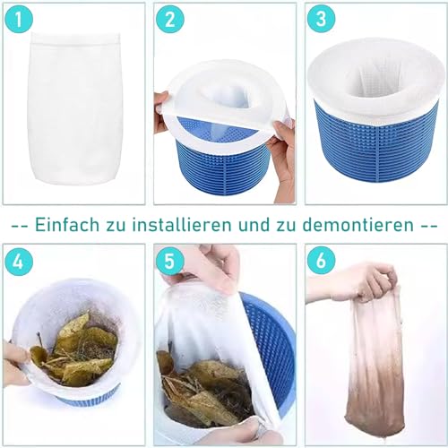 20 Stück Pool Skimmer Socken,Aquarium Filtersocken Skimmer,Fltereinsatz Skimmersocken,Wiederverwendbar Filterstrumpf,Filternetz Poolsocken,Schwimmbad Skimmernetz,Skimmerfilter für Pool Skimmer