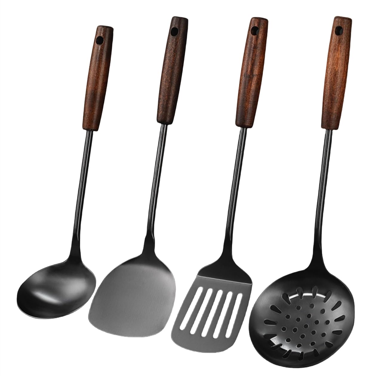 Spatola wok in acciaio inossidabile 304 con manico in legno