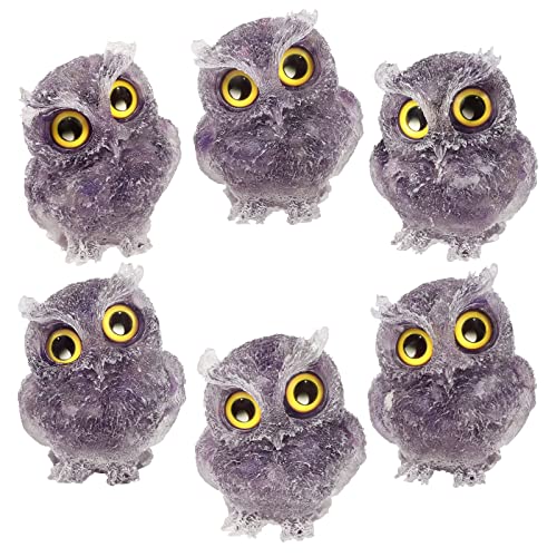 Set de 2 Figuras de Búho de Cristal Amatista 3 pulgadas miniatura 5