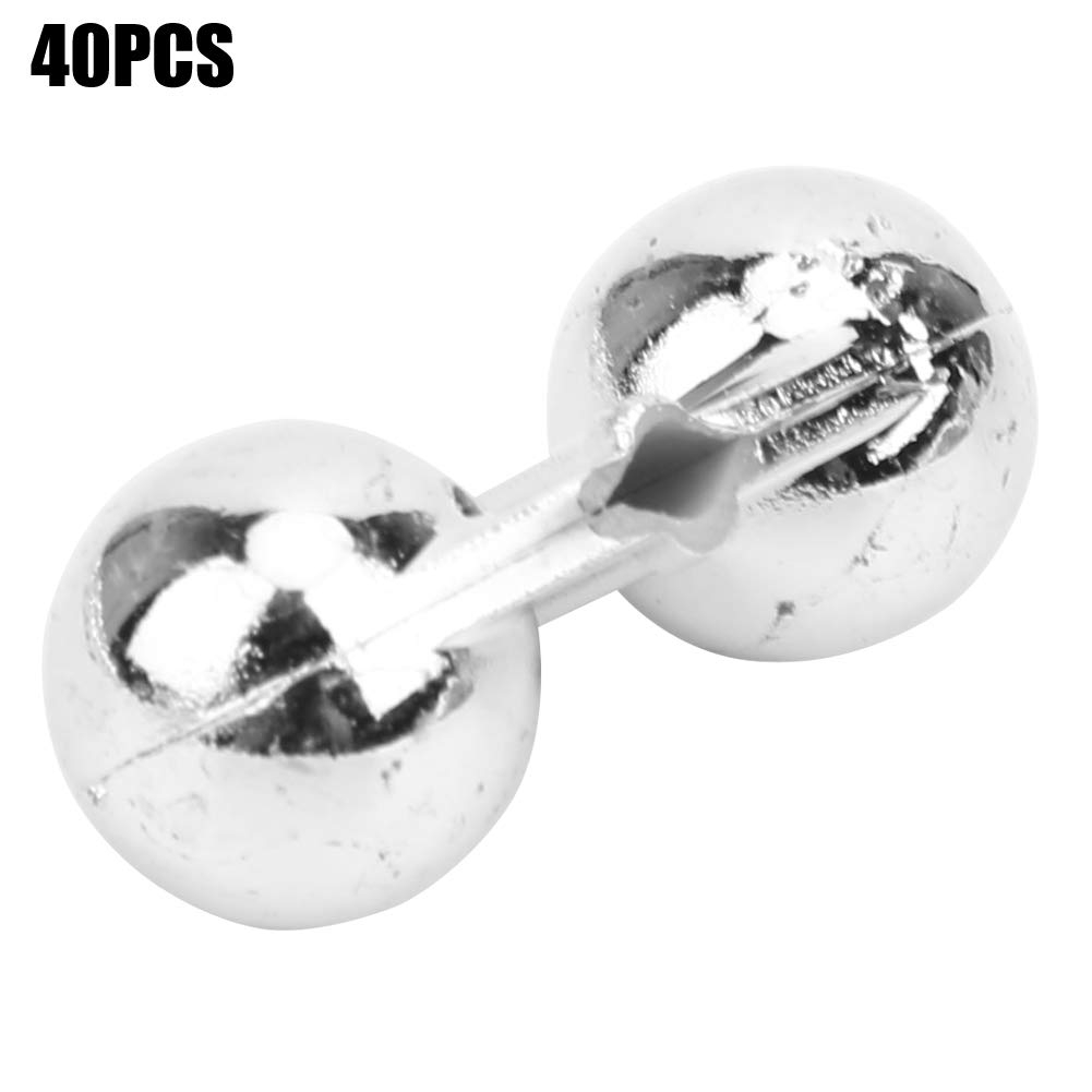 Inline Fish Attractor Bell,Fishing Double Rattle,40Pcs Portable ABS Fishing Beads Sea Fishing Attractor Beads Fishing Tackle Kit for Luring Fish(Silver)