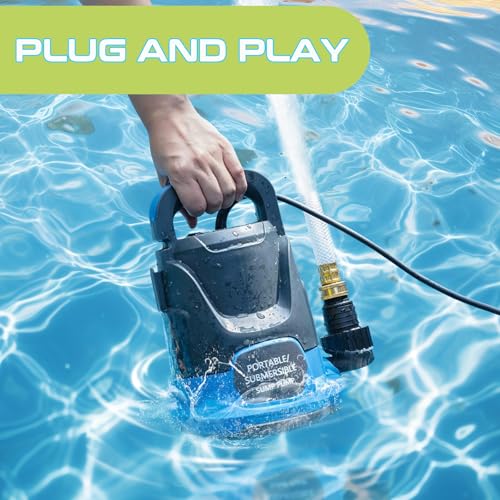 Image of Sump Pump 1HP Submersible Water Pump 3700GPH Electric Portable Transfer Water Pump for Pool Draining Basement, Blue