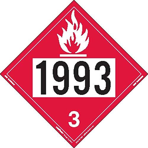 Labelmaster Z-IDF UN 1993 Flammable Liquid Hazmat Placard, Permanent Vinyl (Pack of 25)
