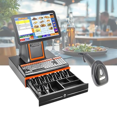 Retail And Restaurant Pos Terminal Machine For Small Business, Point Of Sale Cash Register With 15.6”Single/Dual Touch Screen,With 8gb Ram, 128g Ssd, For Retail And Restaurant SingleScreen-Black