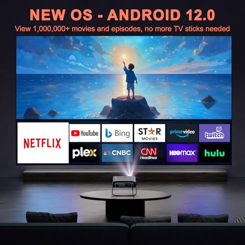 Image of Projector with WiFi 6 and BT5.3,600ANSI 4K Support Portable Outdoor Movie Projector,WEADFAX Native 1080P 360 Angle Adjustment Video Projector, Home Theater