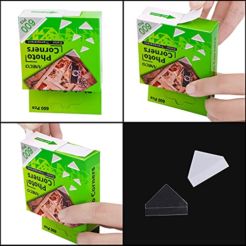 Aneco 600 Pieces Clear SelfAdhesive Picture Mounting Corner Stickers