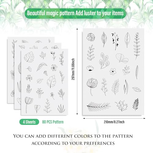 Image of Magibeads 80 Patterns Leaf Plant Flower Water-Soluble Embroidery Patterns Stick and Stitch Spring Summer Floral Tear Away Embroidery Paper Wash Away for Hand Sewing Beginners Starts Adult