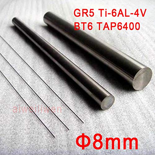 Ochoos 2pcs 8mm 500mm Length Grade 5 gr5 Titanium Ti Ti-6AL-4V bar Titanium Alloy Rod BT6 TAP6400 for ultrasonic Medical Treatment
