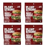 PLANTSTRONG Portobello Mushroom Skillet Burger Mix, Plant-Based Patty Mix with Oats, Mushrooms, Seeds & Spices, Gluten Free, Oil-Free, Just Add Water, Pan Fry/Bake/Air Fry, 4-Pack (6 oz Bags)