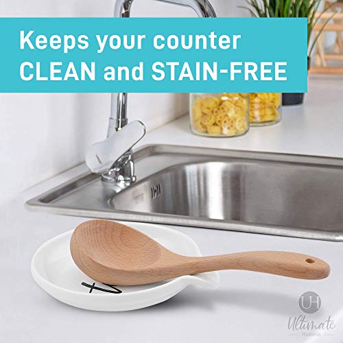 image for Ultimate Hostess Oversized Spoon Rest for Kitchen - 2 Pack - White Cer