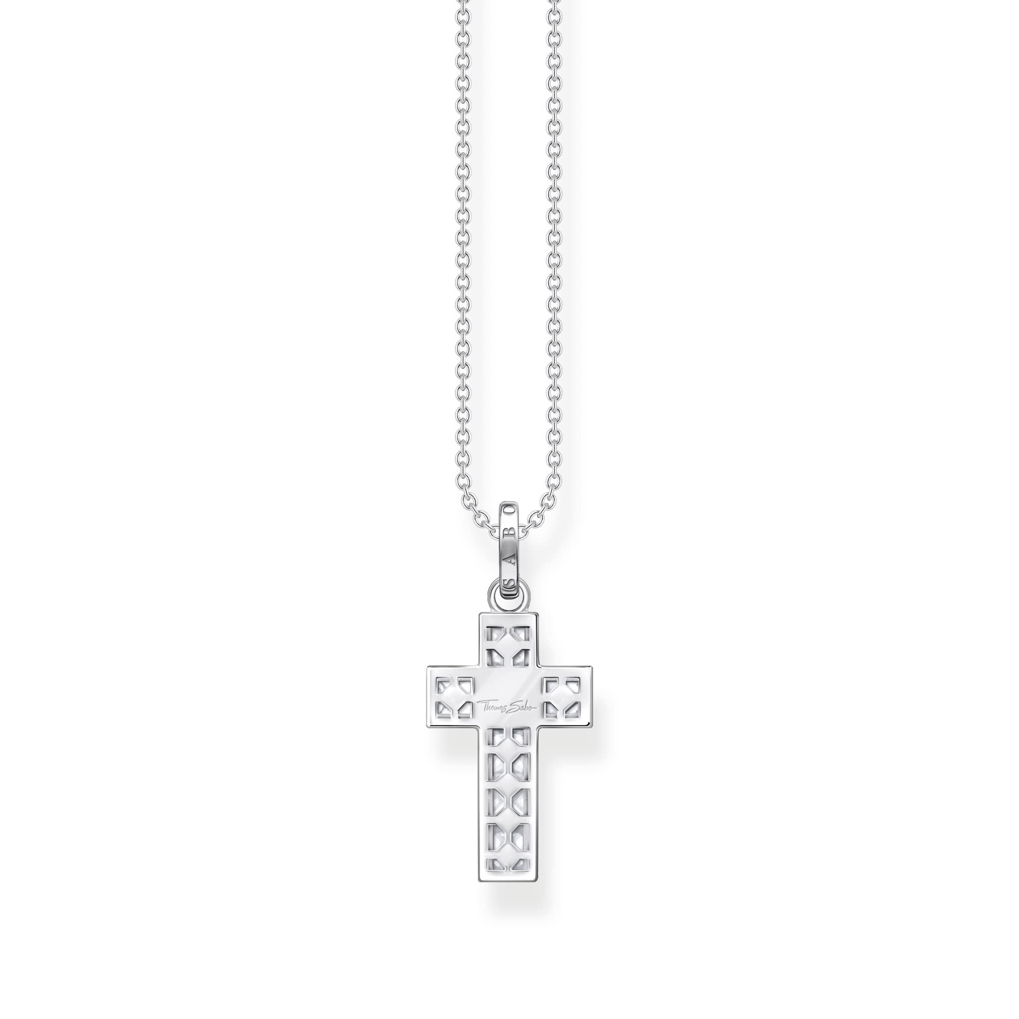 THOMAS SABO Kette Kreuz mit weißen Steinen silber 925 Sterlingsilber