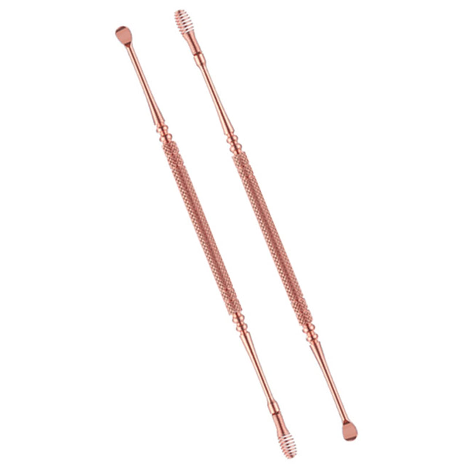 xxiaoTHAWxe 2Pcs/Set Ear Pick Earwax Removal, Ear Pick Spiral Head Spring Stainless Steel, Earwax Remover Tool, Canal Cleaner for Unisex Rose Gold