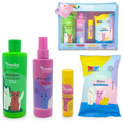 Hundeshampoo, 300 ml, Creme-Pads für Hunde, Stick 15 g, 20 Feuchttücher und beruhigendes Hundeköln...