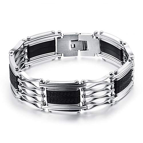 Preisvergleich Produktbild DEQIAODE Einfaches Retro silikon Titanium Stahl Armband Herren Armband