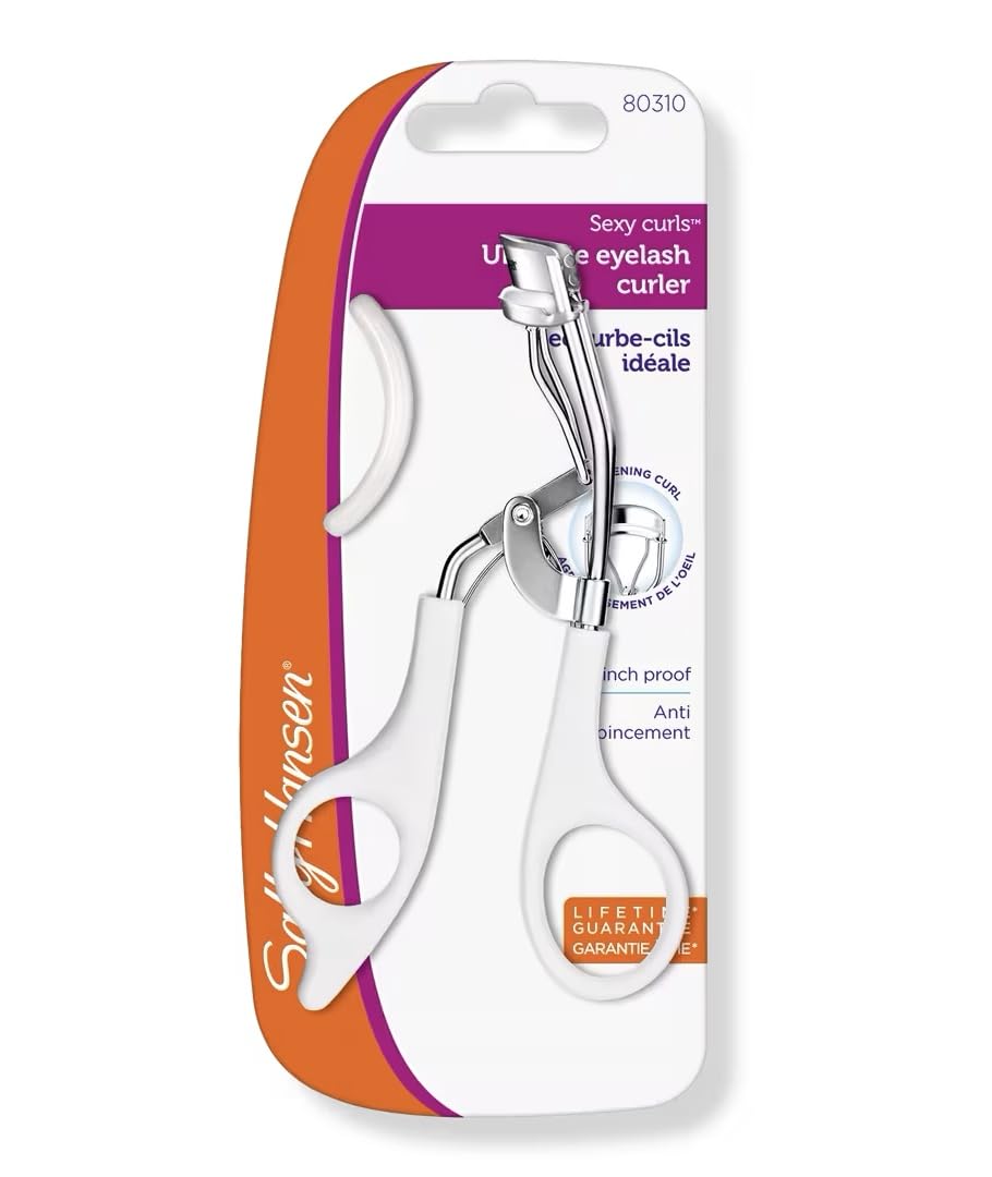 Sally Hansen Sexy Curls Deluxe Metal Eyelash Curler with Refill - Pinch-Proof, Eye-Opening Curl, 4.4/5 Stars