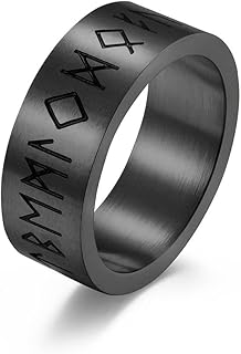 Anel masculino vintage nórdico com texto rotativo e anel medieval, anel de casal, amuleto pagão simples