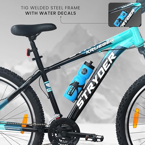Image of Stryder 27.5T Krueger Mountain Cycle for Men & Women with Front Suspension and Dual Disc Brake | Multi- Speed Cycle - Ideal for 12+ Years (Frame: 18 Inches) (Black::Teal Green)