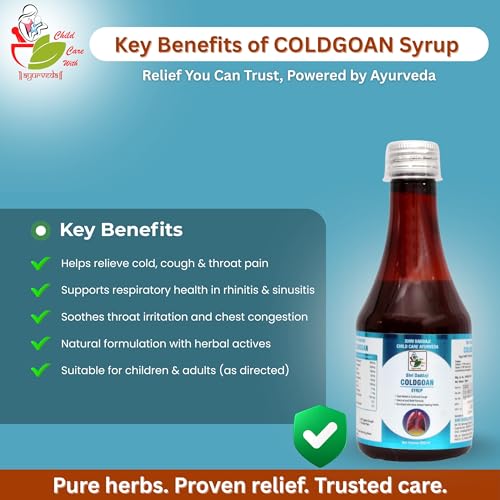 Shri Daddaji Coldgoan Syrup 200 ml | Ayurvedic Cold & Cough Syrup for Children | Helps in Cold, Cough, Sinusitis & Throat Pain | Natural Herbal Formula with Tulsi, Vasa, Somlata - Image 5 thumbnail