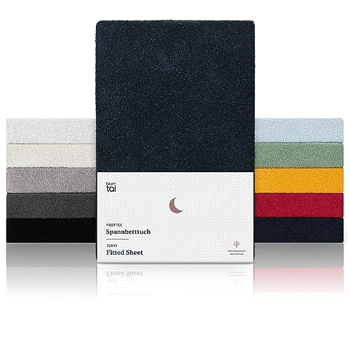 Blumtal® Frottee Spannbettlaken 160x200x30cm - Oeko-TEX zertifiziertes Spannbetttuch 160x200x30cm - Frottee-Spannbettlaken bis 30cm… – Ansicht 1