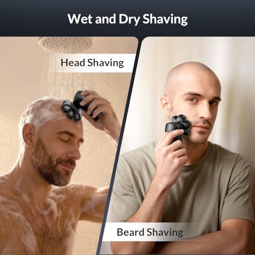 Head Shavers for Bald Men - 7D Arc Magnetic Detachable Electric Razor, Waterproof Wet Dry 5-in-1 Electric Shaving & Grooming Kit, LED Display Rechargeable Head & Body Hair Shaver, Black - Image 4