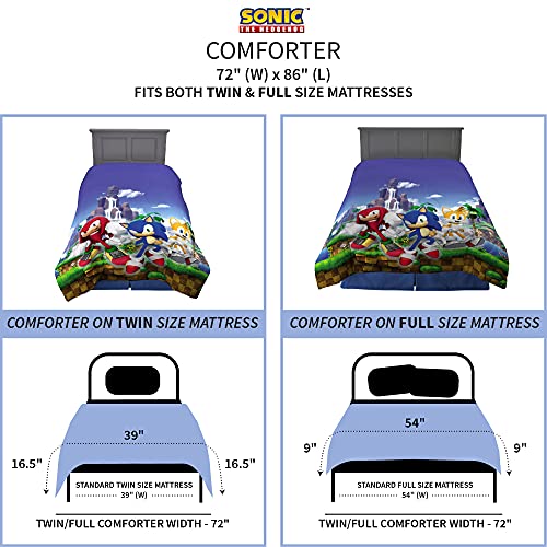 Image of Franco Kids Bedding Super Soft Microfiber Reversible Comforter, Twin /Full, Sonic The Hedgehog, Anime