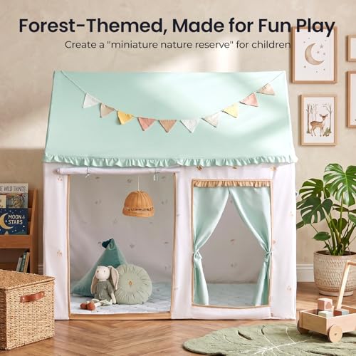 Tiny Land Kids Play Tent, Soft Sage Indoor Playhouse, 52" x 35" x 53" - Image 2