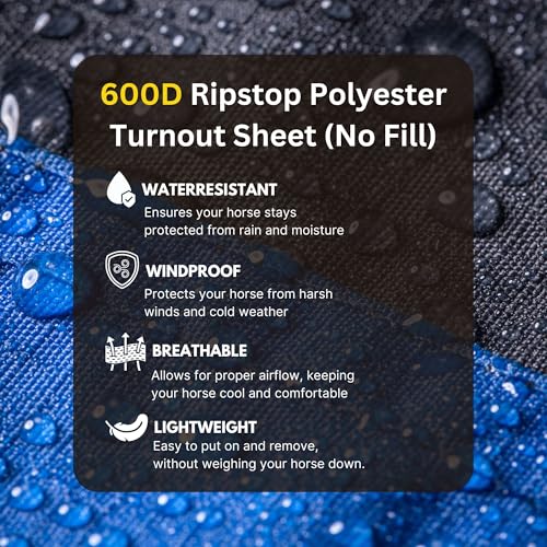 Resistance 600D 600 Denier Lightweight No Fill Water Resistant & Breathable Horse Rain Sheet thumb #6