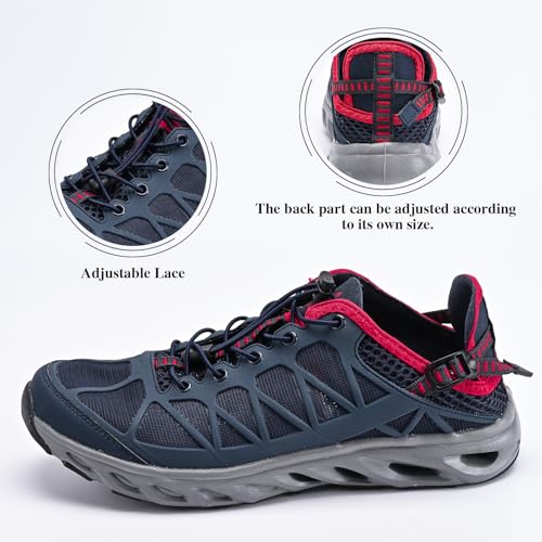 Image of Queday Men's Women's Amphibious Water Shoes Closed Toe Hiking Sandals Summer Outdoor Water Sandal Non-Slip River Shoes Quick Drying