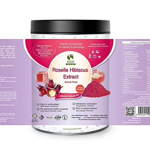 Miniatura 3 de Roselle Hibiscus Extract 7.05 oz  Natural Asian Gourmet Standardized Fresh Bebida o Panadería Ingrediente, Sabor Natural, Color Natural,