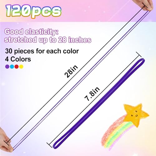 Image of 120Pcs 4 Colors 7 inchL x 0.12 inchW Large Thick Rubber Bands, Office Supplies