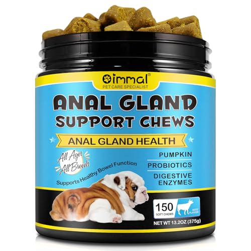 Anal Gland Soft Chews for Dogs, 150PCs Dog Anal Gland Treats with Pumpkin, Digestive Enzyme & Probiotics Support Healthy Bowel Function - Fibre Supplements Soft Chews for Dogs - 13.2oz / Beef Flavor Anal Gland Soft Chews for Dogs, 150PCs Dog Anal Gland Treats with Pumpkin, Digestive Enzyme & Probiotics Support Healthy Bowel Function - Fibre Supplements Soft Chews for Dogs - 13.2oz / Beef Flavor