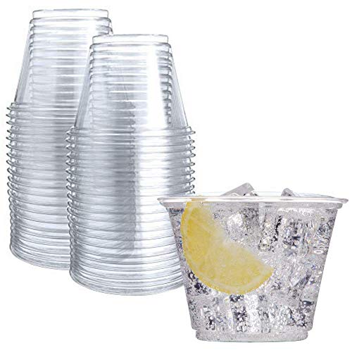 50 Clear Plastic Cups | 9 oz Plastic Cups | Clear Disposable Cups | PET Cups | Clear Plastic Party Cups | Crystal Clear Plastic Cups