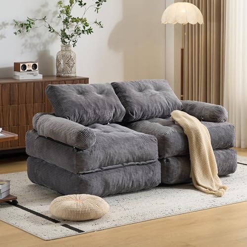 LFCREATOR Folding Sofa Bed with Armrest,Convertible Sleeper Chair for Adults, Folding Sofa Bed Foam Filling Couch with Pillow,Sleeper Chairs Single Size Floor Mattress,Gray - image 3