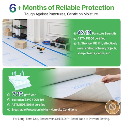 Protector para piso resistente 39"x100' de construcción HX-Film, película plástica para protección de alfombras y pisos, color azul hielo miniatura 3