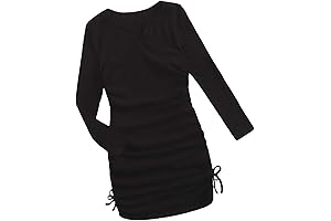 Stunning Ribbed Knit Drawstring Side Ruched Bodycon Dress for Kids