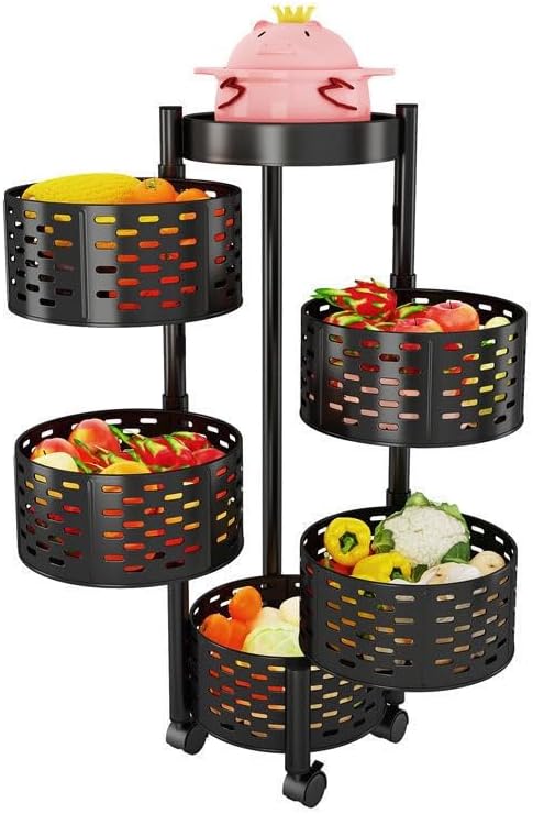 SKYMART 5 -Tier Kitchen Storage Rack – Heavy-Duty Carbon Steel Organizer Shelf | Freestanding Multipurpose Rack for Pantry, Countertop & Home Use | Space-Saving Design | Available in Black & White